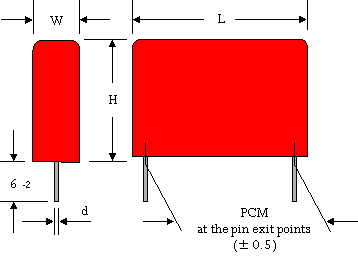 Dimensional drawing WIMA MP 3-X1 capacitors