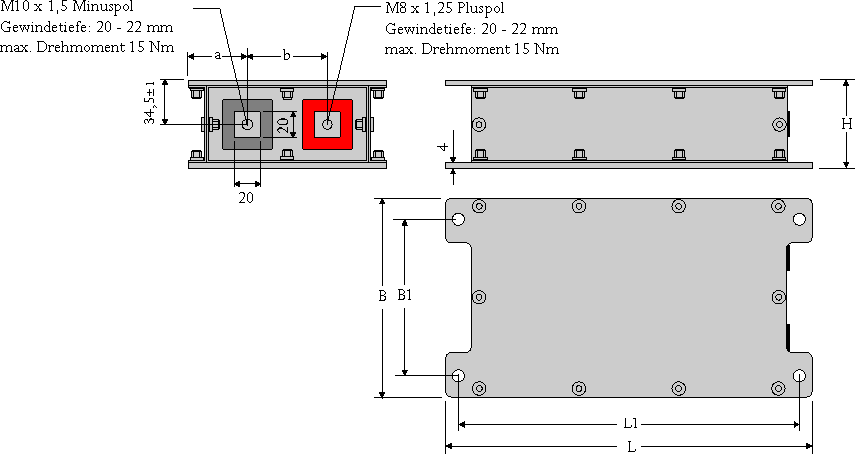 Maßzeichnung WIMA PowerBlock-Module