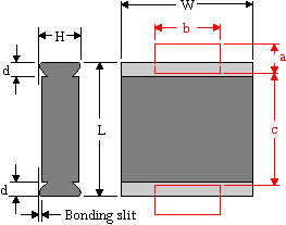 Dimensional drawing WIMA SMD capacitors